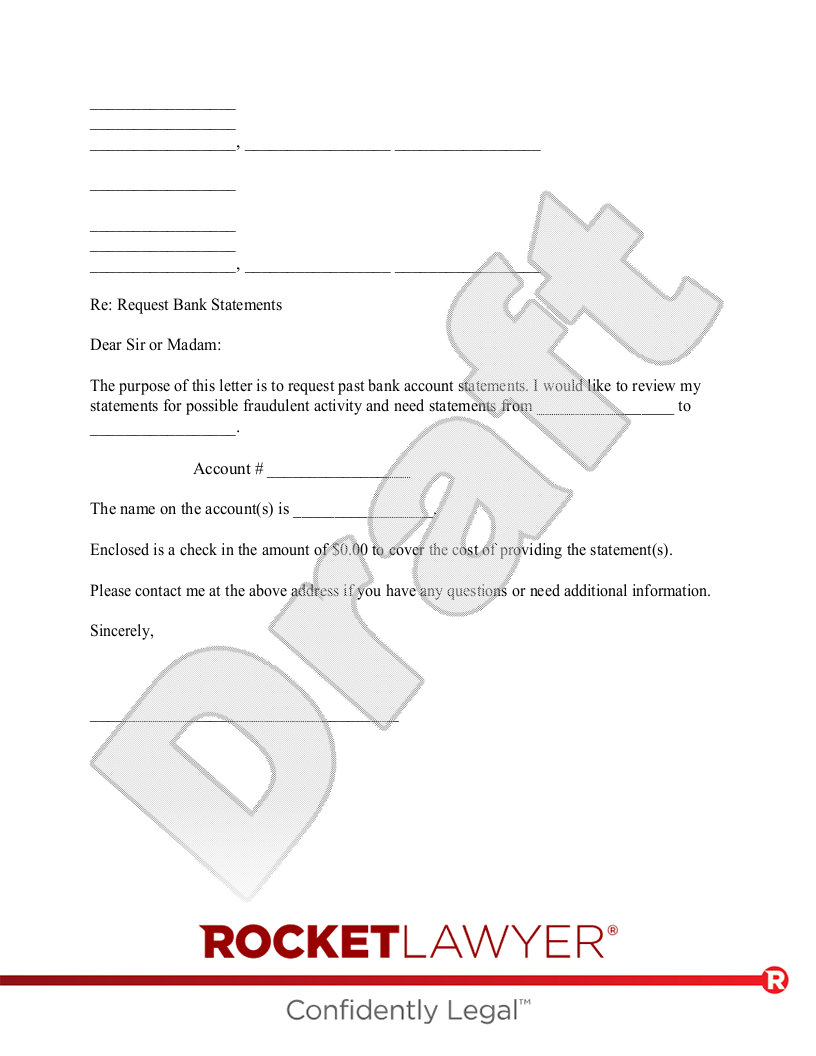 Request for Monthly Bank Statements document preview