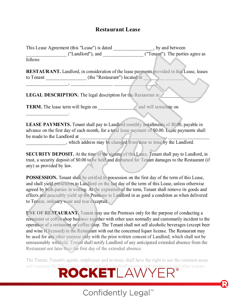 Restaurant Lease document preview