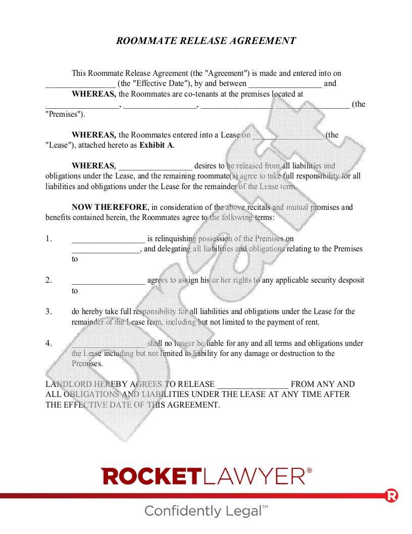 Roommate Release Agreement document preview