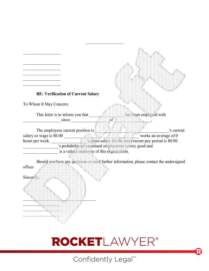 Salary Verification Letter document preview