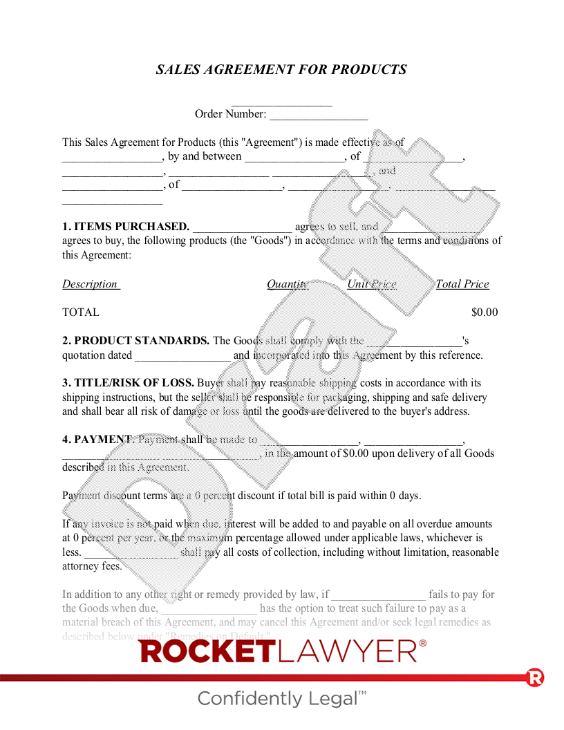 Sales Agreement document preview