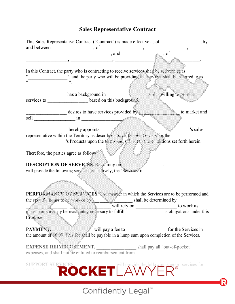 Sales Representative Contract document preview