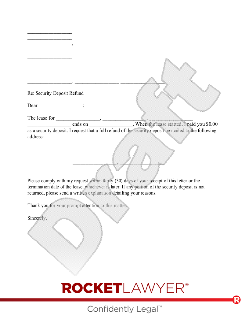 Security Deposit Refund Letter document preview