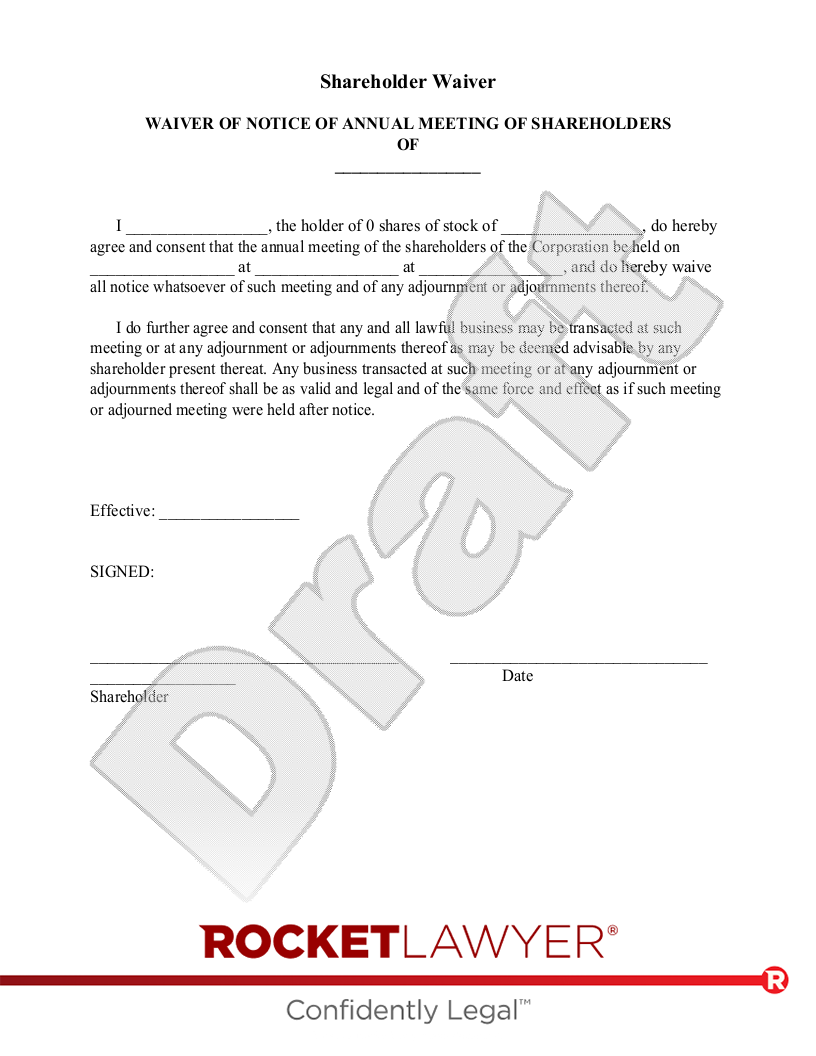 Shareholder Waiver document preview