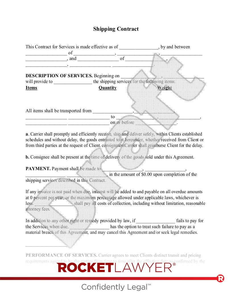 Shipping Agreement document preview