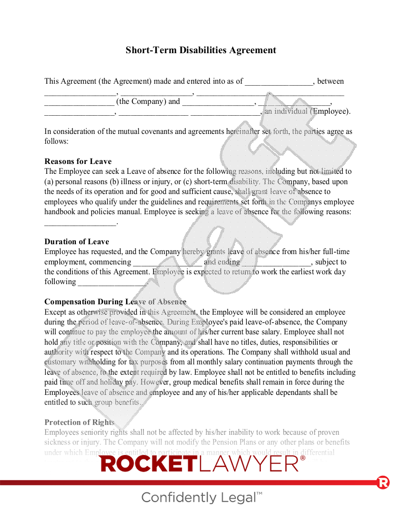 Short-Term Disability Leave Agreement document preview