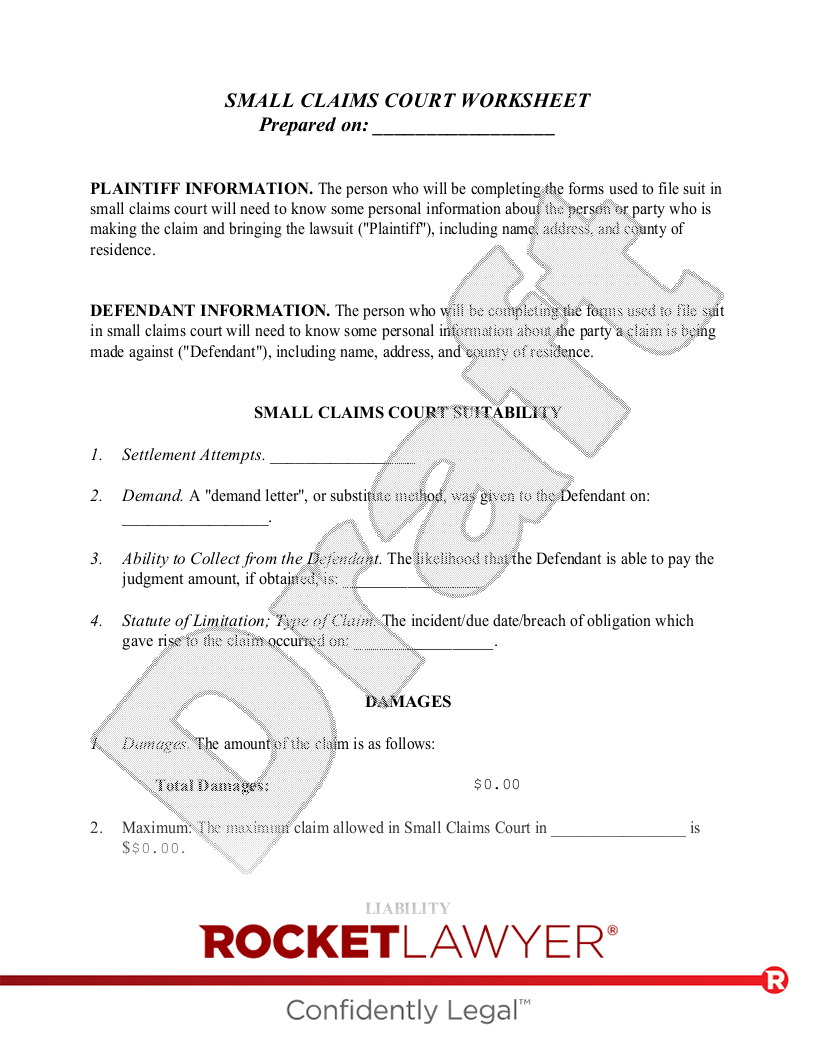 Small Claims Court Template