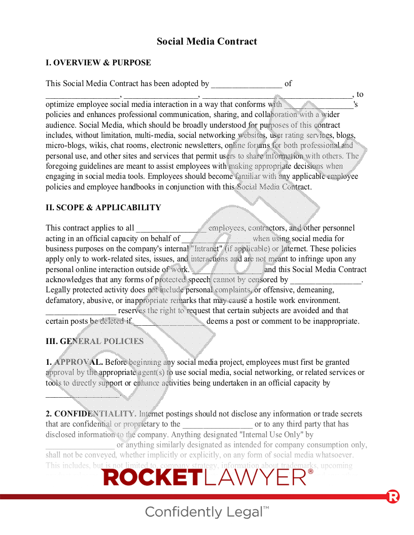 Free Social Media Contract Make Download Rocket Lawyer