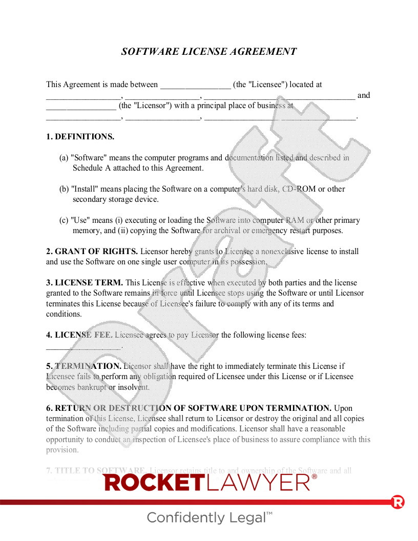 Software License Agreement document preview
