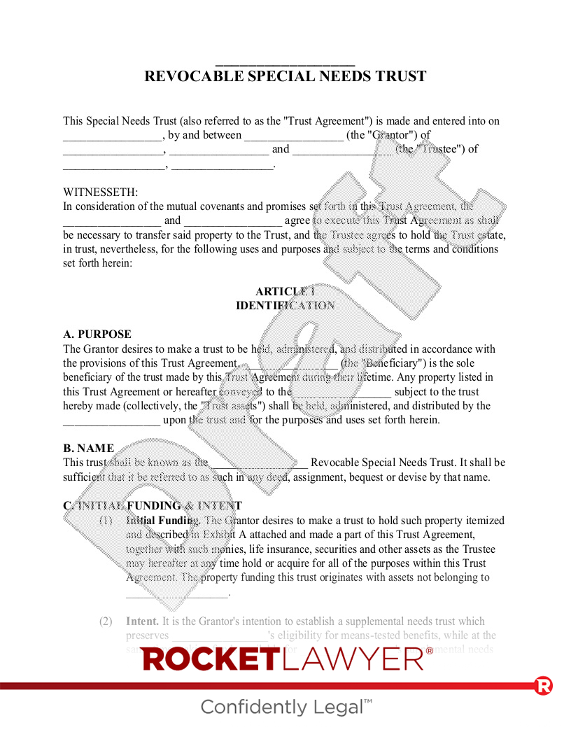 Special Needs Trust document preview
