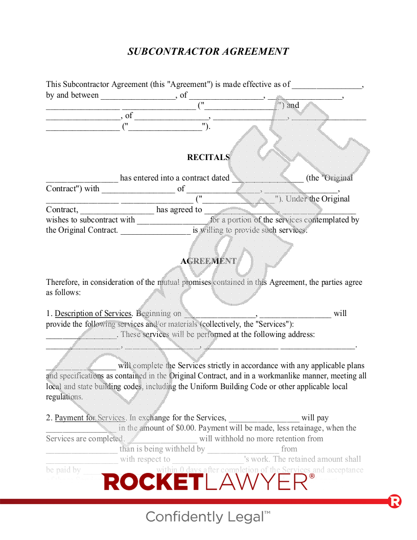 Subcontractor Agreement document preview