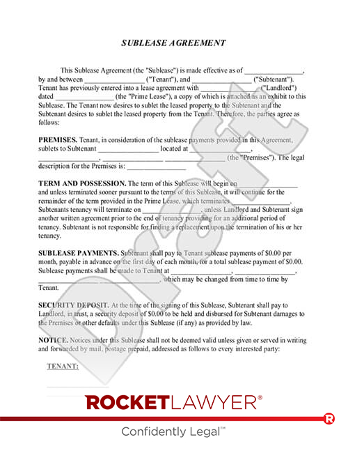 Sublease Agreement document preview
