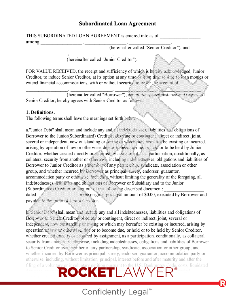 Subordinated Loan Agreement document preview