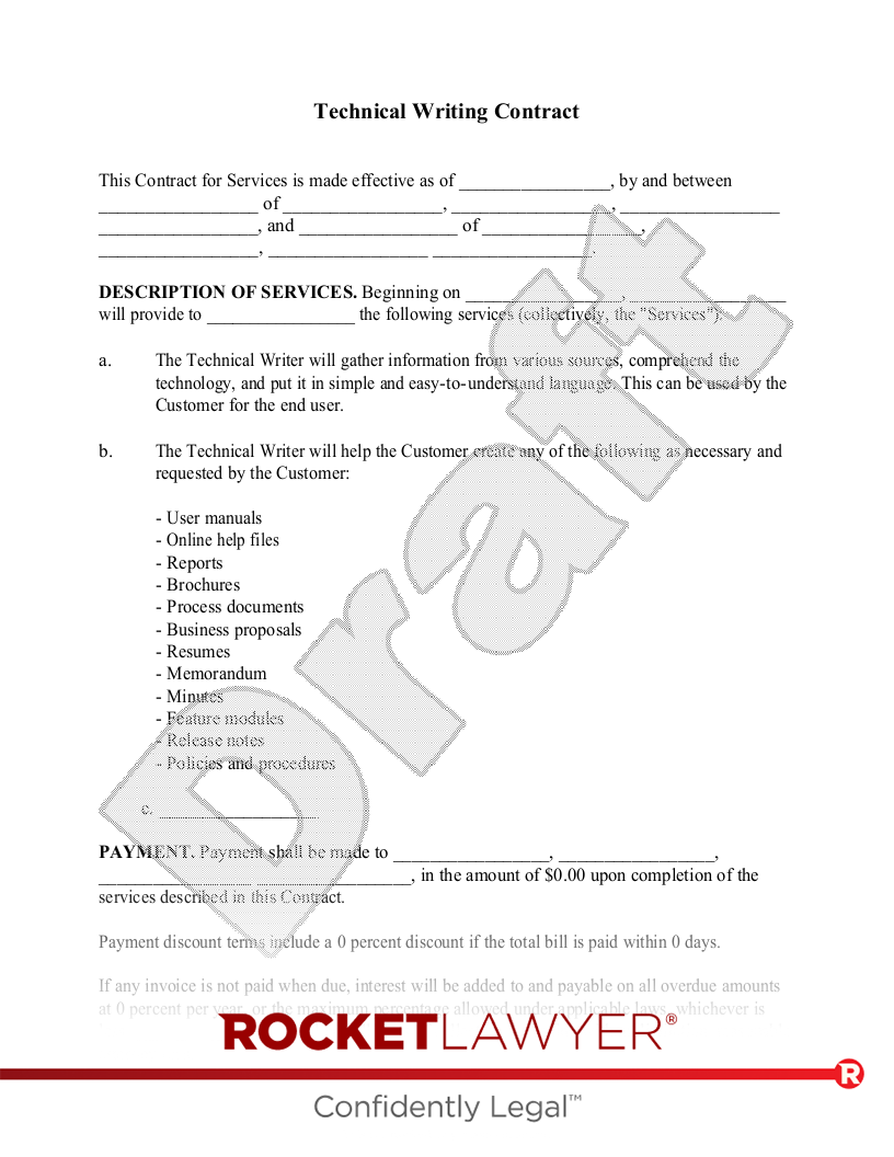 Technical Writing Contract document preview