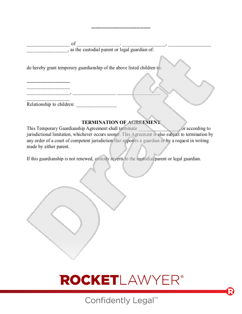 MAKE YOUR FREE Temporary Guardianship Agreement Legal Guardianship 