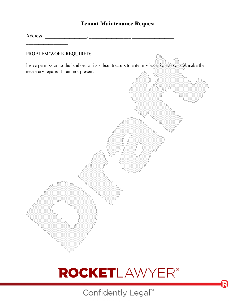 Tenant Maintenance Request document preview