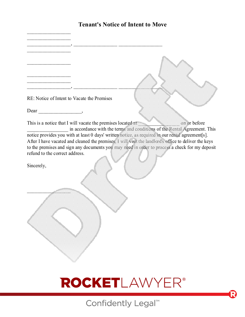 Tenant's Notice of Intent to Move document preview