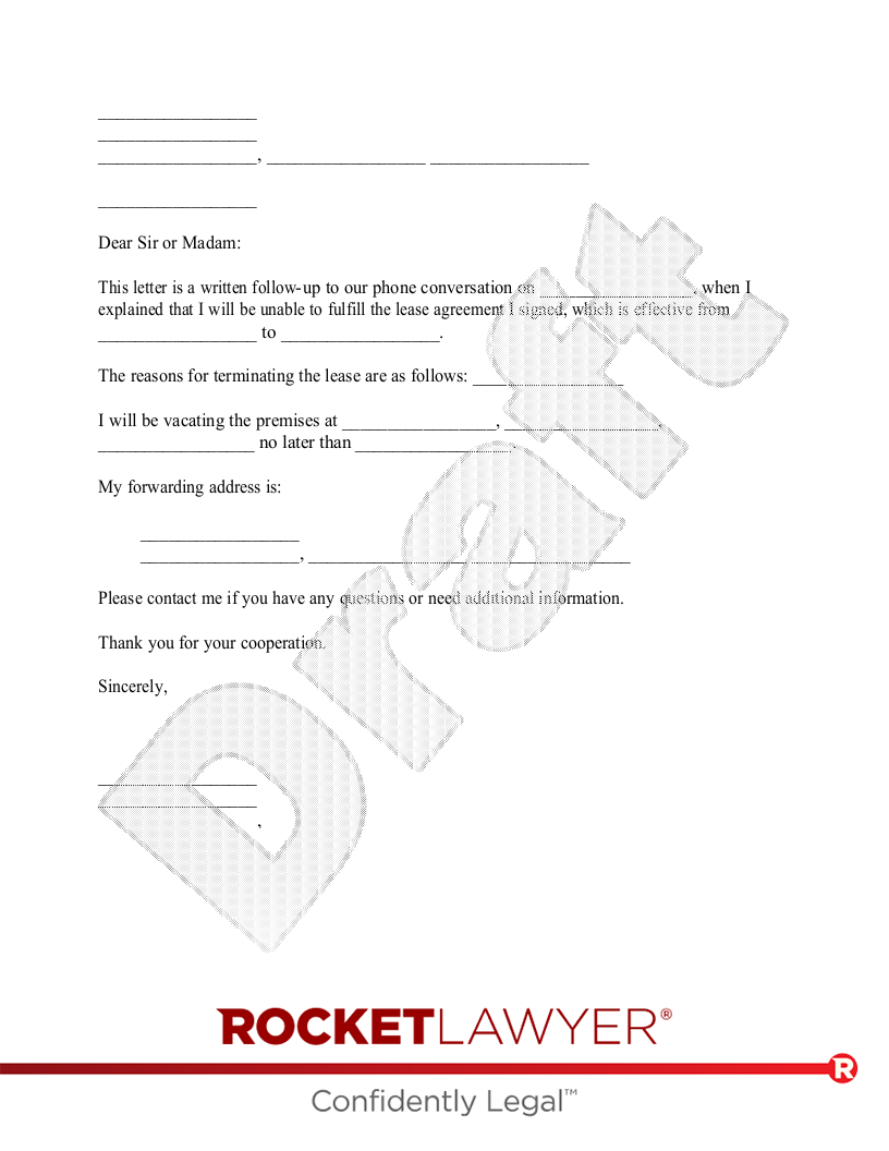 Tenant's Notice to Terminate Tenancy document preview