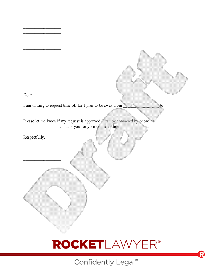 Time Off Request document preview