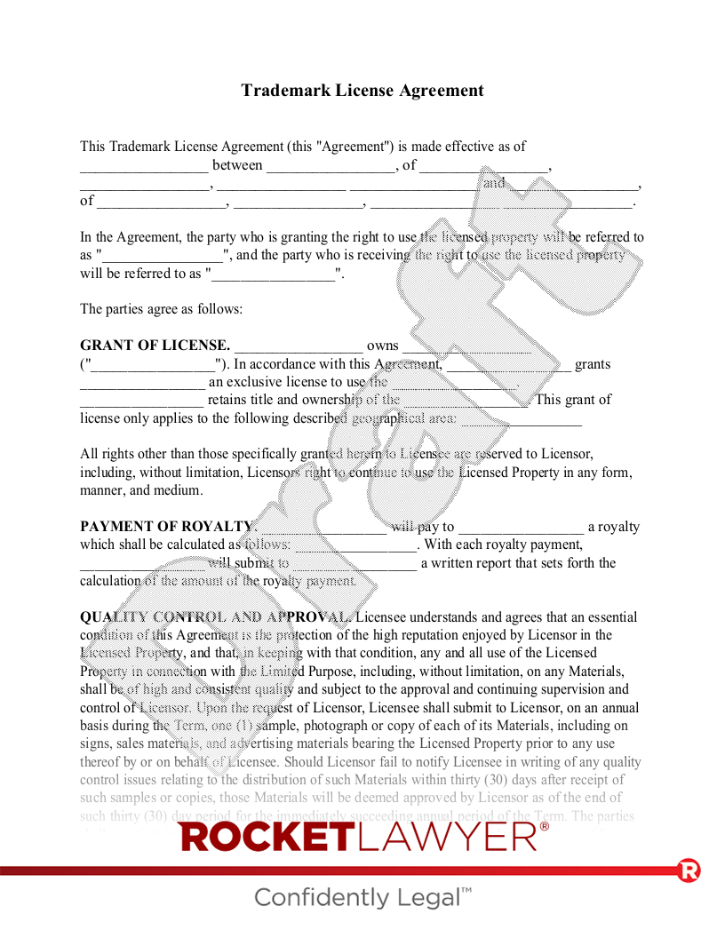 Trademark License Agreement document preview