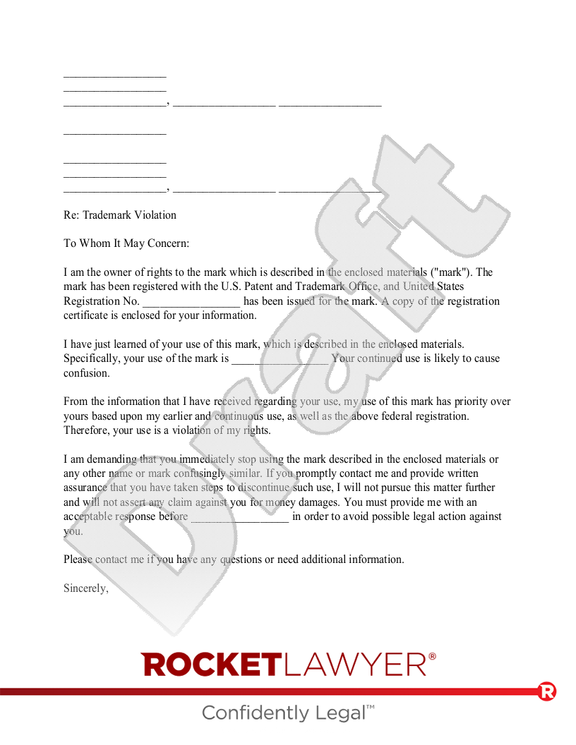 Trademark Violation Letter document preview