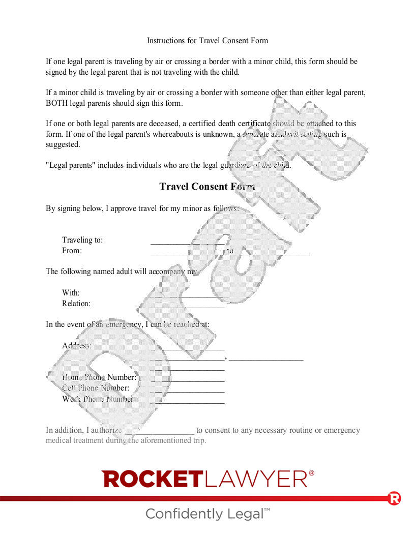 Travel Consent Form document preview