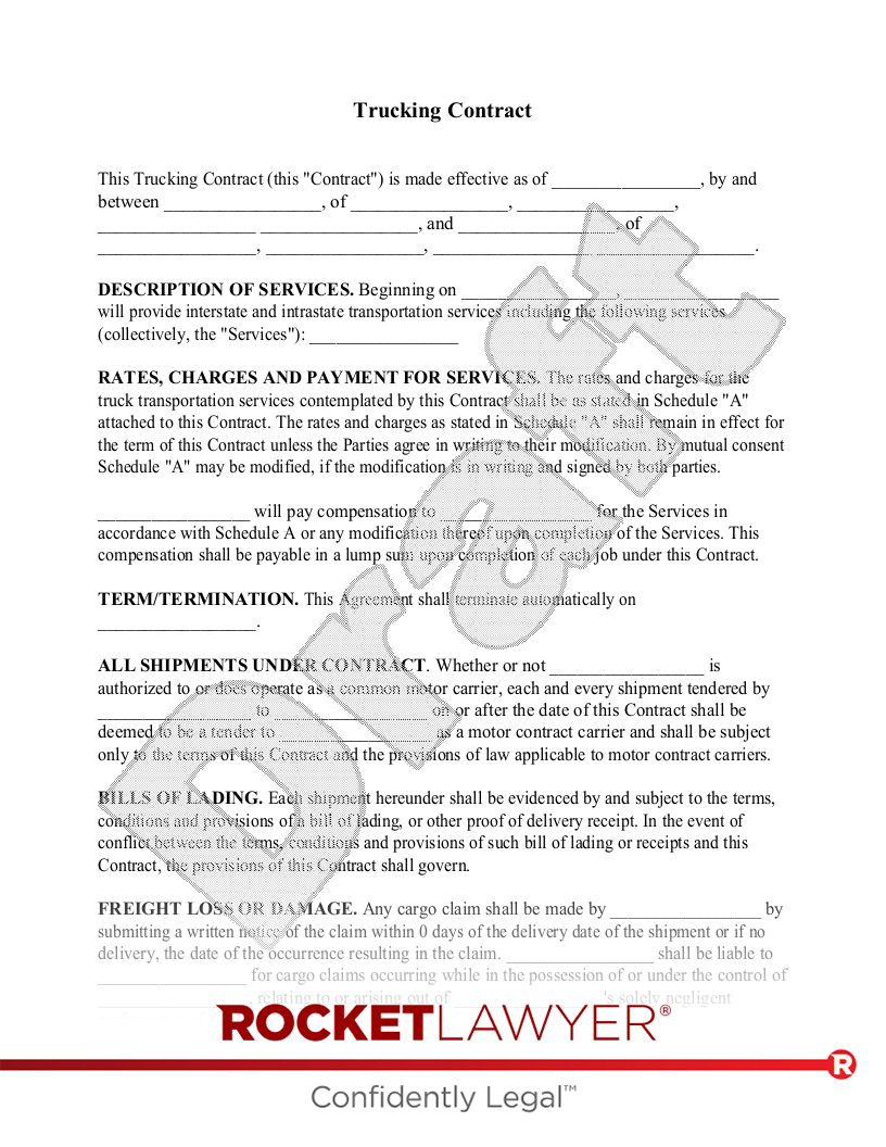Trucking Contract document preview