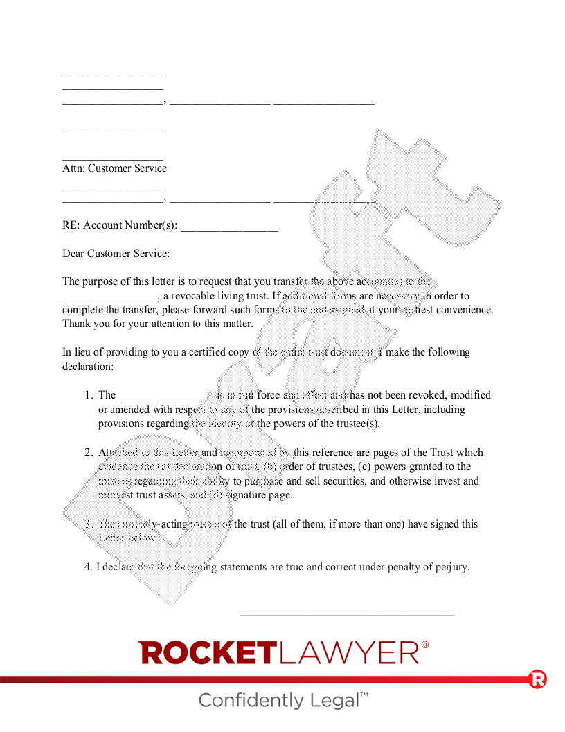 Trust Letter to Bank or Broker document preview