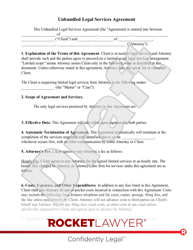 Unbundled Legal Services Agreement document preview