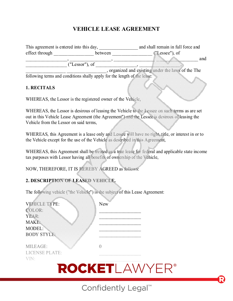 MAKE YOUR FREE Vehicle Lease Agreement Auto Lease Agreement Template