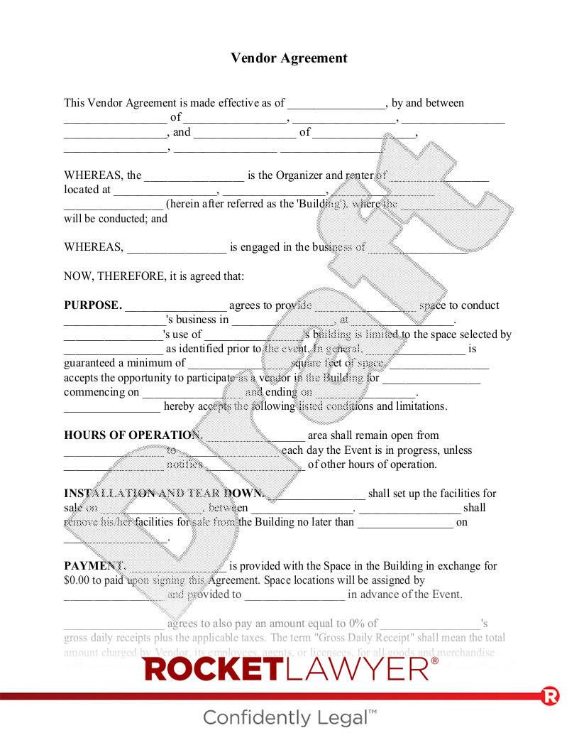 Vendor Agreement document preview