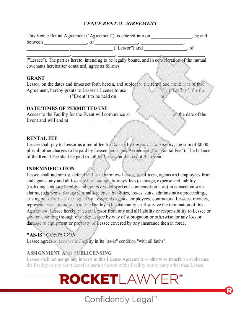Church Rental Agreement Template