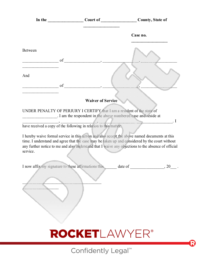 Waiver of Service document preview
