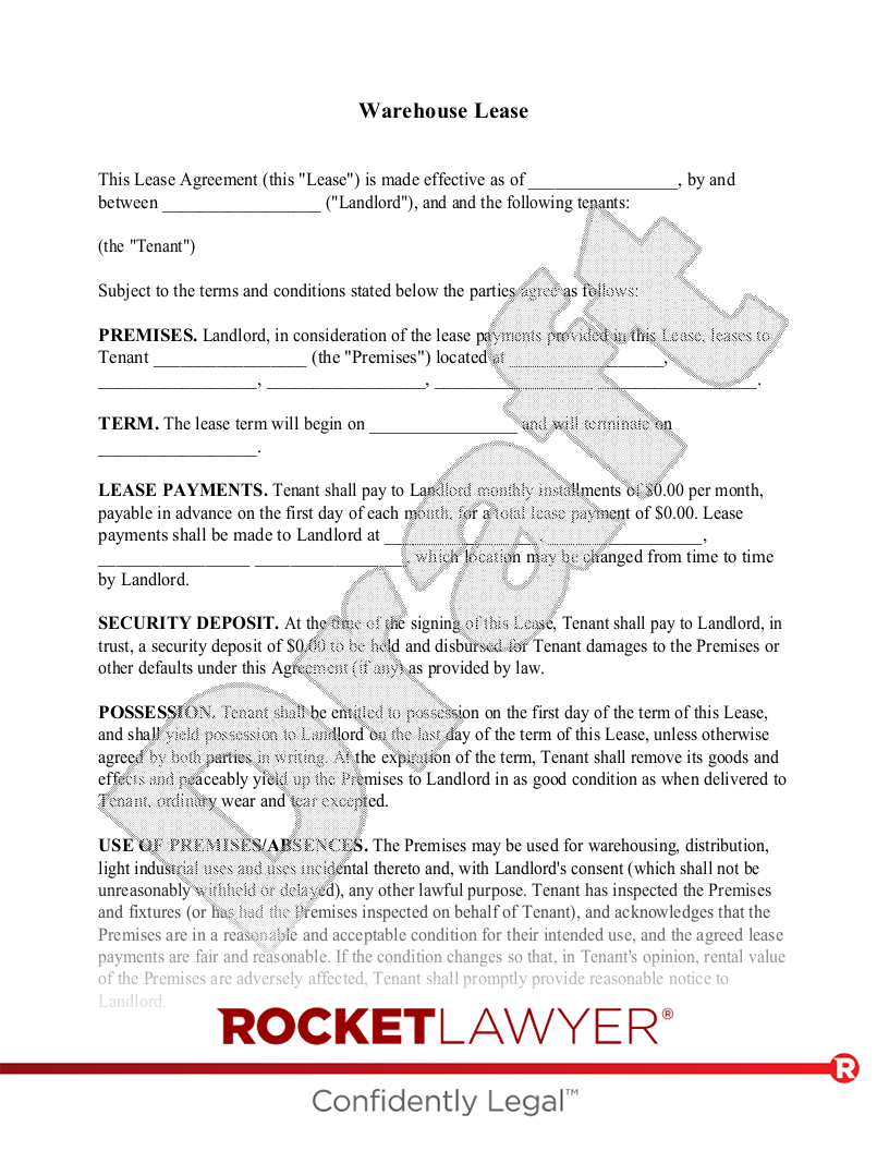 Warehouse Lease document preview