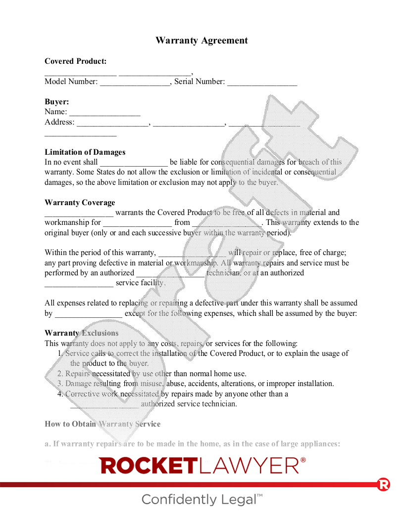 Warranty Agreement document preview