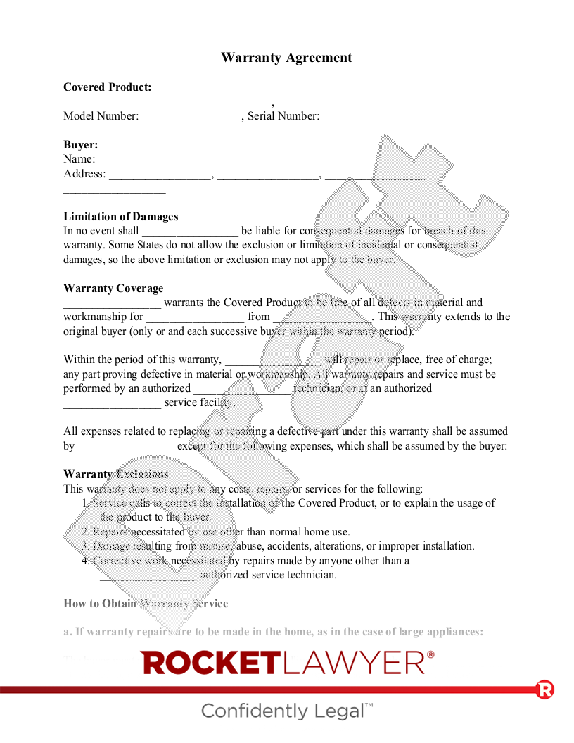 Free Warranty Agreement Template & FAQs - Rocket Lawyer