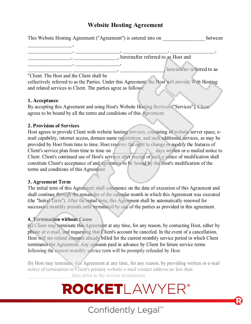 Free Web Hosting Agreement Make & Download Rocket Lawyer