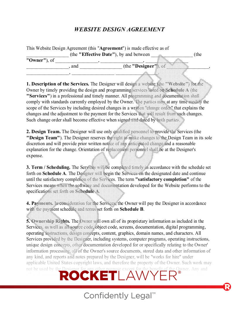 Free Website Design Agreement Template - Rocket Lawyer