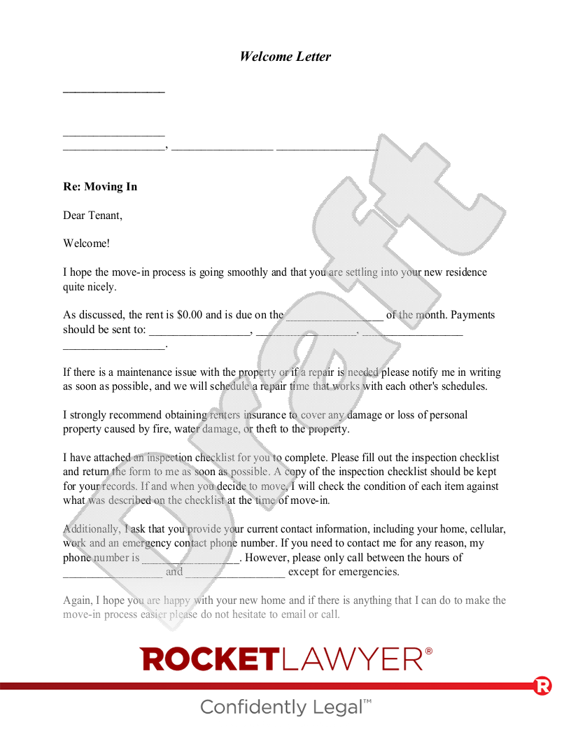 Welcome Letter document preview