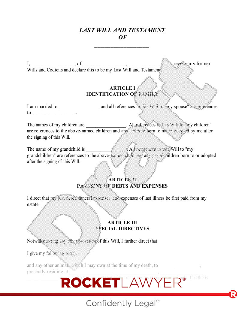 Will for Grandparent with a Grandchildren's Trust document preview