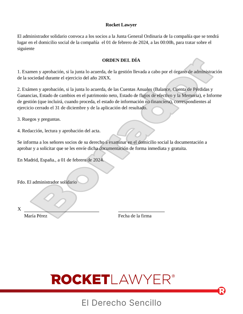 Convocatoria de junta general ordinaria Vista previa del documento