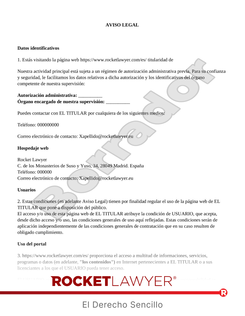 Aviso legal para página web Vista previa del documento