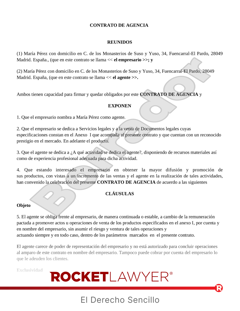 Contrato de agencia Vista previa del documento