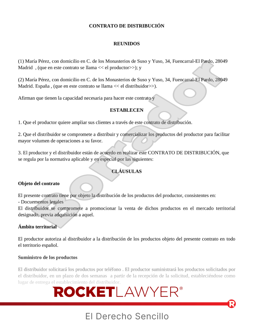 Contrato de distribución Vista previa del documento