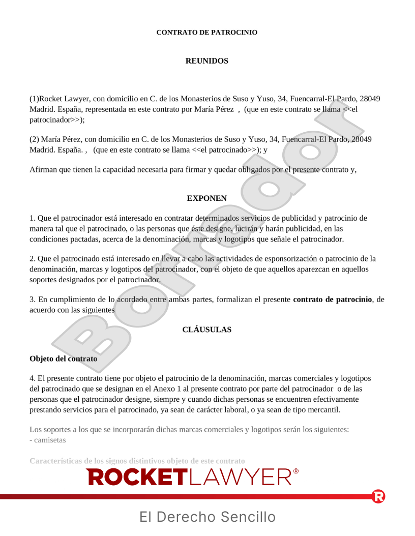 Contrato de patrocinio Vista previa del documento