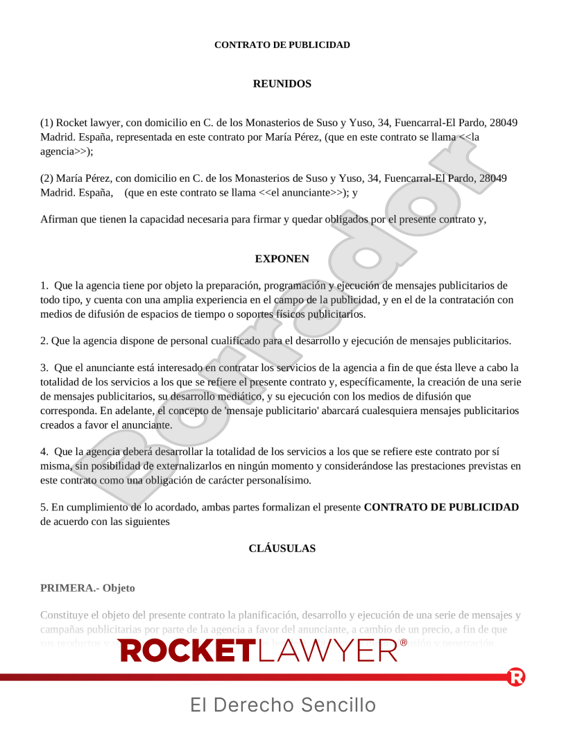 Contrato de publicidad Vista previa del documento
