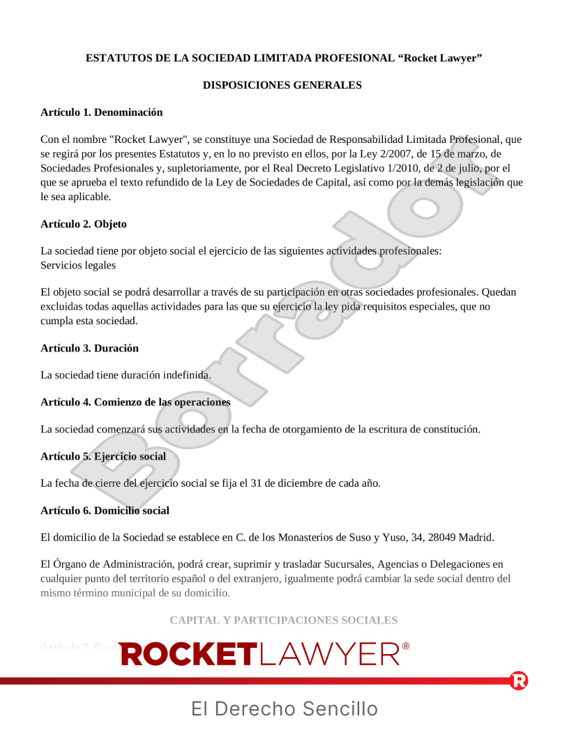 Estatutos de Sociedad Limitada (S.L.P.) Vista previa del documento