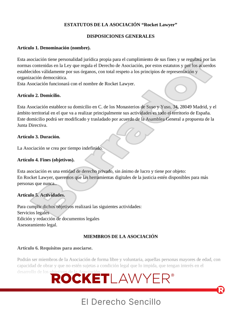Estatutos de asociación Vista previa del documento