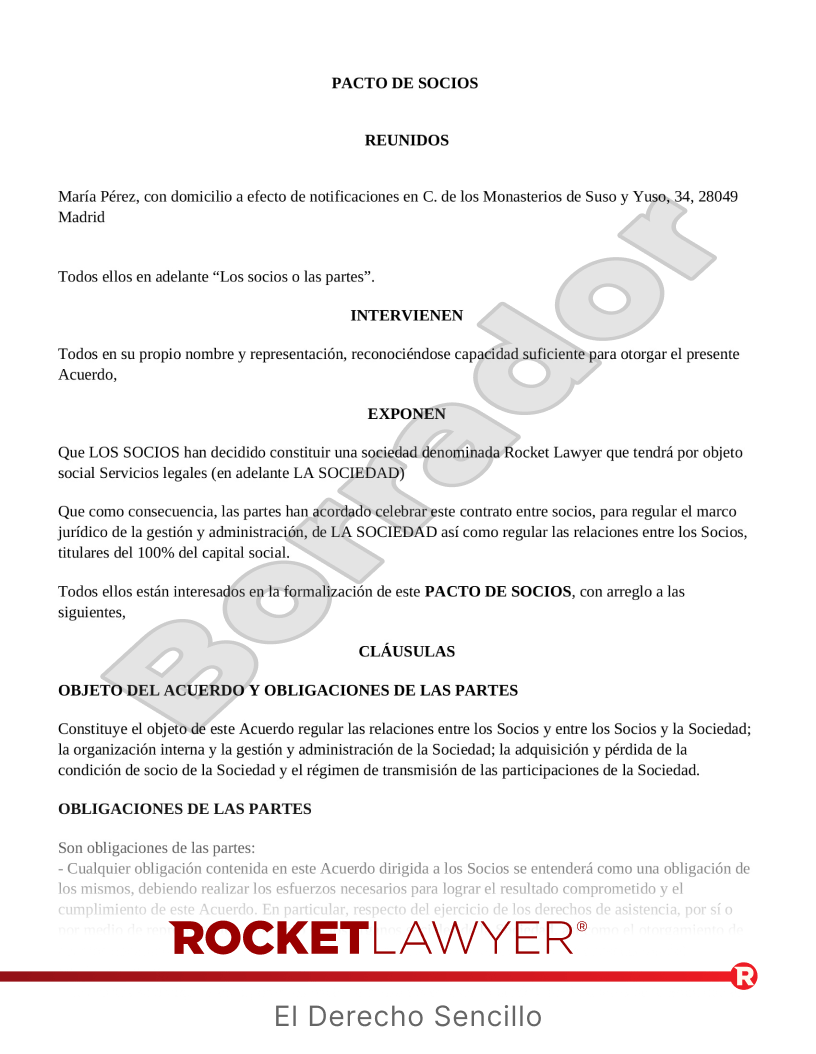 Pacto de socios Vista previa del documento