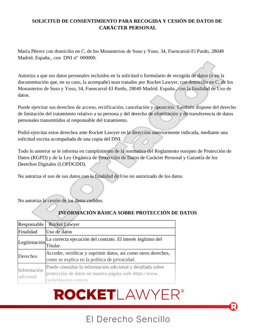 Solicitud de consentimiento para recogida y cesión de datos Vista previa del documento